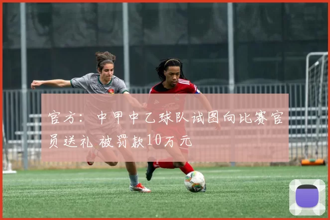 官方:中甲中乙球队试图向比赛官员送礼 被罚款10万元